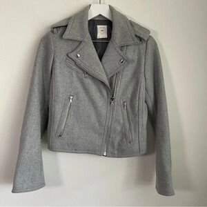 Gap gray wool blend motorcycle jacket size XS